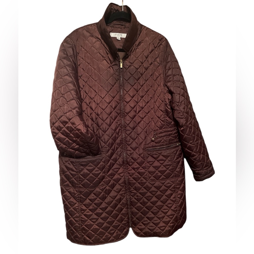 Liz Claiborne Quilted Cinched Waist Jacket - Brown